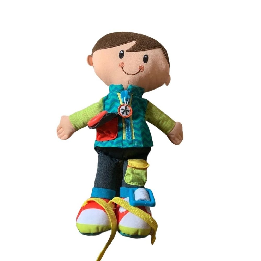 Playskool Dressy Kids Boy Activity Plush Stuffed Doll Toy  Kids Learn Tie Shoes